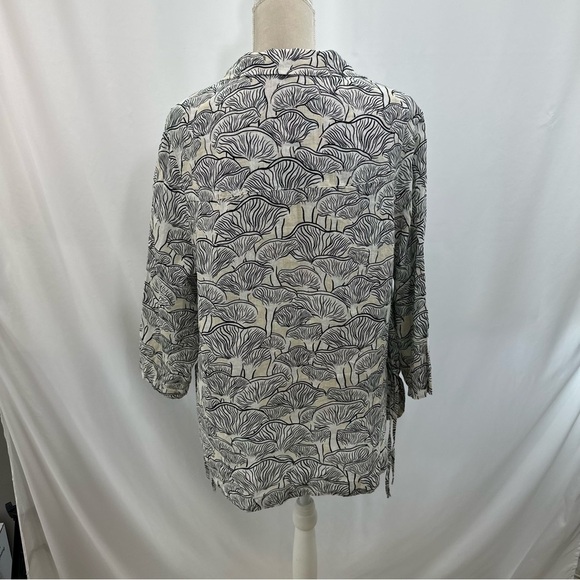 Rachel Zoe Linen Top Womens 2X Dolman Sleeve She’ll Print V Neck Tie Blouse - Picture 3 of 7